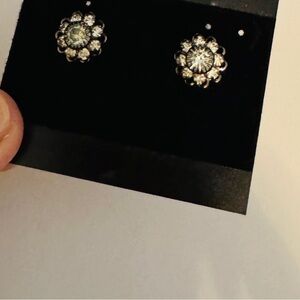 New York & Company Silver and crystal Floral Stud Earrings